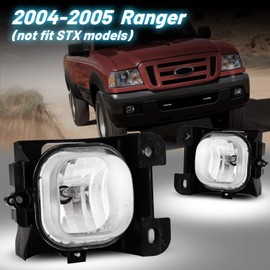 AUTOFREE Fog Lights Fit for Ford Ranger 2004 2005 (not fit STX models) with Bulbs H10 12V 42W Fog Lamps Assembly- 1 Pair (Clear Lens)
