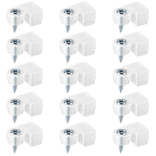 15PCS Glass Retainer Clips with Screws, Cabinet Glass Retainer Clips