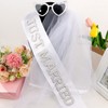 Pearl Just Married Sash + Veil + Heart Bride Sunglasses
