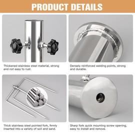 DIANGUOLUZHE Detachable Heavy Stainless Steel Umbrella Stand,Outdoor Lawn Umbrella Holder,Garden Parasol Base,for Park,Yard,Beach,Patio and Lawn
