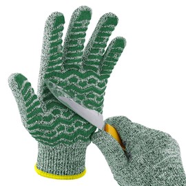 HandLove Cut Resistant Gloves, Food Grade CE Level 5 Premium Protective Cutting Gloves, Machine Washable for shucking oysters, Whittling, Mandolin, kitchen, Garden, 1 Pair,Green, L