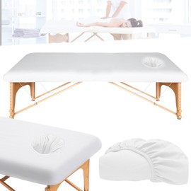 WIYETY Stretch Cover for Massage Tables 190 x 80 cm, Cover for Massage Table with Hole, Thick Washable Massage Tables, Elastic Duvet Cover, Anti-Dirt, Used for Beauty and Treatment Lanyards (White)