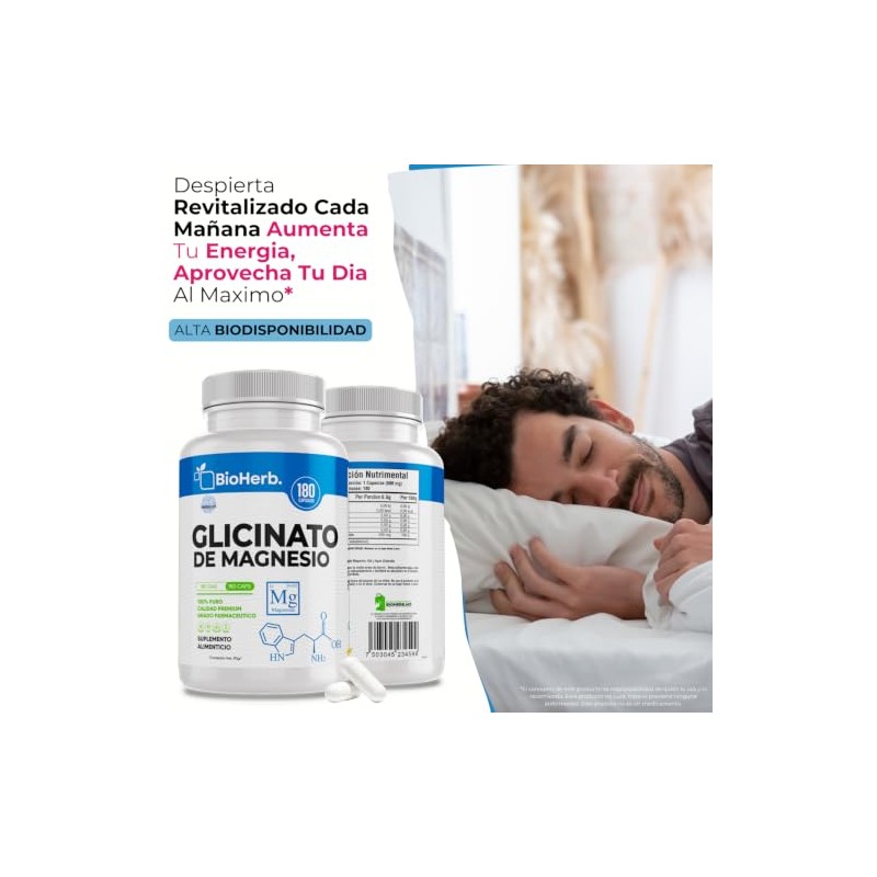 BioHerb® | Glicinato de Magnesio Quelado 500 mg con 180