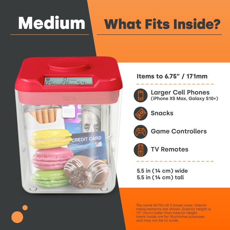 kSafe Time Locking Container Medium – Phone Lock Box, Snack