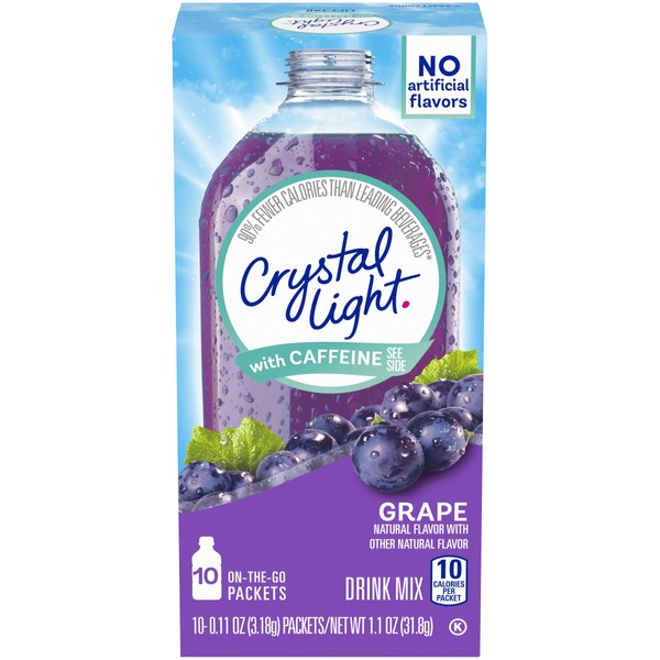 Crystal Light Sugar-Free Grape Energy Drink Mix with Caffeine (10 On-the-Go Packets)