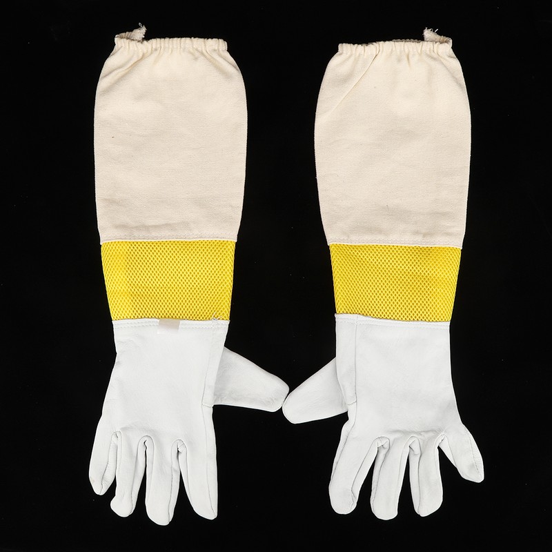 Pair of Beekeeping Protective Gloves with Long Mesh Sleeve Unisex