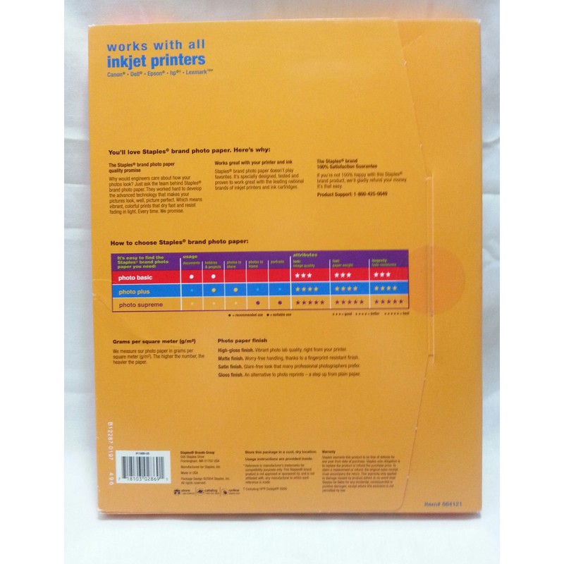 Staples Photo Supreme Double-sided Matte Photo Paper for ALL Inkjet