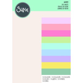 Sizzix 663022 Surfacez-Felt Sheets 10PK (10 Colours Pastels), Acrylic, 29.7 x 20.9 x 2.3 cm