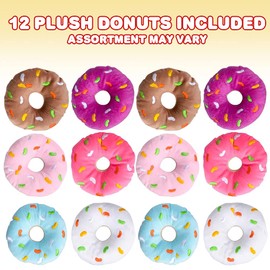 ArtCreativity Plush Donuts for Kids, Set of 12, Soft Stuffed Donut Toys in Assorted Colors, Cute Donut Party Supplies, Donut Party Decorations, Snack Party Favors, Easter Basket Fillers, 5 Inch