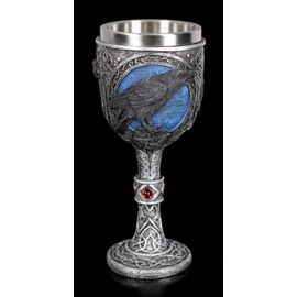 Figuren Shop GmbH Fantasy Drinking Goblet - Night Raven | Wine Cup, Decorative Goblet, Decorative Item with Stainless Steel Insert, Height 18 cm