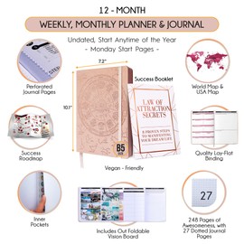 Life Planner - Undated Deluxe Weekly, Monthly Planner, a 12 Month Journey to Increase Productivity | Life Organizer, Gratitude Journal, Agenda Planner, To Do List, Gift Box & Stickers - Start Anytime