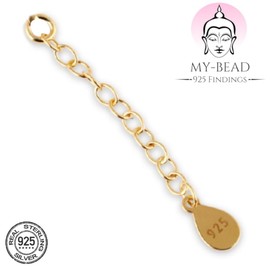 My-Bead Set of 5 Extension Chains 4 cm 925 Sterling Silver Gold-Plated Necklaces Bracelets Jeweller's Quality