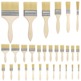 Kurtzy 30 Pack Reusable Paint Brushes - 6 Sizes - 1.3-10cm / 0.5-4 Inches Brush Head - For Messy Jobs including Chip Painting, Silicon, Gesso, Staining, Varnishes, Glues