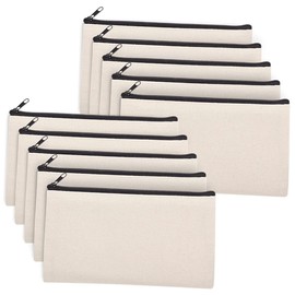 TEHAUX 10pcs Heat Transfer Blank Makeup Bags Canvas Pencil Cases Zipper Cosmetic Pouches for Sublimation Creative Craft Bags for Personalization and Daily Use