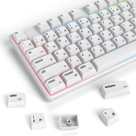 Guffercty kred XDA Profile Minimalist White Keycaps 75 Percent Dye-sub PBT Keyboard Caps with ISO Keys for MAC 60% 65% 75% 96% Mechanical Keyboard (Minimalist-A Japanese)