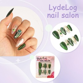 LydeLog Handmade Press On Nails, Medium Almond Hand-Painted False Nails with Jelly Glue, Salon Quality Nail Art Sets in Almond Nails 10 pcs