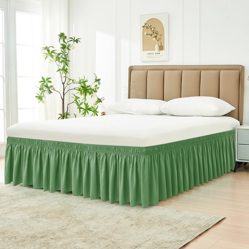 Biscaynebay Wrap Around Bed Skirts for Queen Beds Short Drop