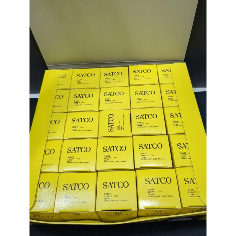 SATCO Box of 25 SATCO S3822 25W 120V Candelabra Base