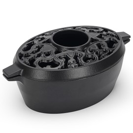 Wood Stove Steamer,2.5Quart Cast Iron Humidifier for Wood Stove,Large Capacity Wood Stove Humidifier,Large Diameter Mouth Lattice Top Rust Resistant Fireplace Humidifier Pot,Black