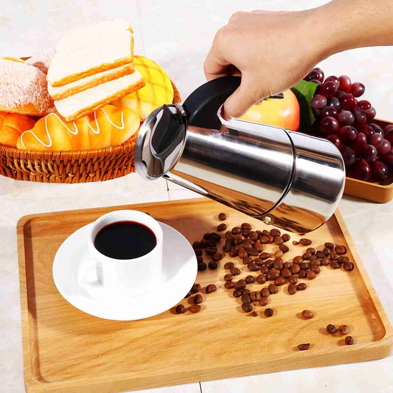 Stainless Steel Percolator Moka Pot Coffee Maker Stove Home Office