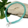 Sea Green Frosted Glass Bead Anklet with Silver Plated Paw