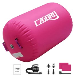 Air Tumbling Track Gymnastics Mat, Inflatable 10ft Gymnastics Roller Barrel Mat for Tumbling with Electric Pump, Tumbling Mat for Yoga/Training/Cheerleading/Water Fun(Pink)