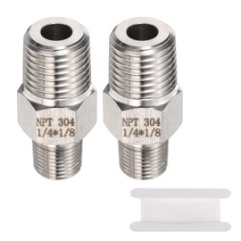 sourcing map 2pcs 304 Stainless Steel Hex Nipple 1/8" NPT Male x 1/4" NPT Male Straight Thread Pipe Fitting Extension Pipe Fittings Connector Adapter for Water Oil Gas Tub
