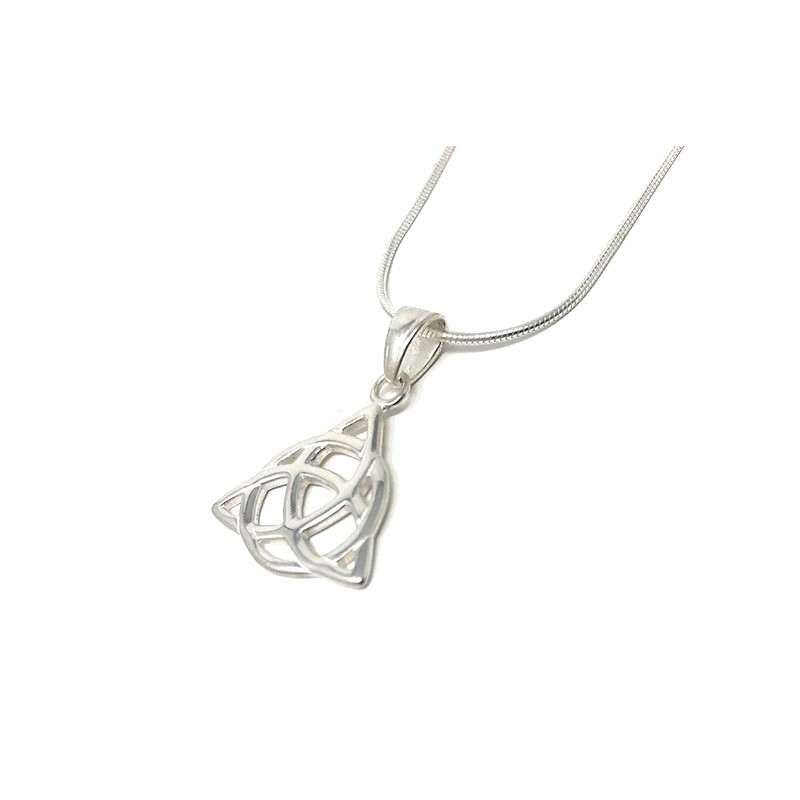 925 Sterling Silver Trinity Knot Pendant on Snake Chain, Sterling