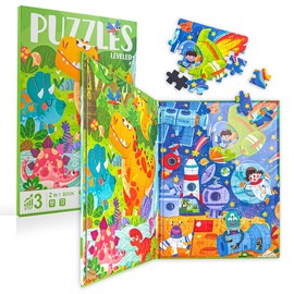 ECCHY Magnetic Puzzles for Kids 5+ Year Olds, 2-in-1 Space Dinosaur Jigsaw Puzzles (60 & 72 Pieces) for Children, Brain Teaser Puzzle Gifts for Birthday Christmas Happy New Year