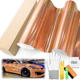 Holographic Glitter Orange Rainbow Chrome Vinyl Wrap Auto Car Motorcycle Boat Sheet Film 5FT x 6FT Tool Kit