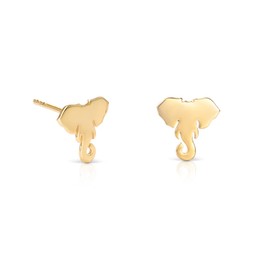 Namana Gold Earrings For Women and Girls in 925 Sterling Silver. Cute Gold Animal Shaped Stud Earrings in an Elephant Design. Fun Elephant Shaped Studs For Girls, Cute Earrings for Kids in Gold.