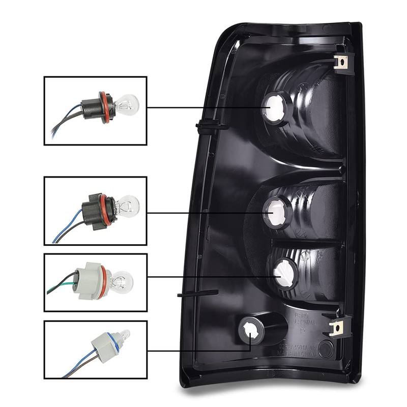 ALLGOOD Tail Lights Assembly w/Bulbs, Compatible with Chevy Silverado Pickup