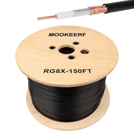 MOOKEERF RG8X Coaxial Cable 150ft,Low Loss 50 ohm RG 8X Cable 150 Feet,Black
