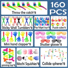Lubibi 160PCS Party Bag Fillers For Kids Unisex，Fidget Toys Party Supplies，Party Favors Toys Gift For Kids Birthday Party Goody Bag Box Pinata Stocking Fillers Game Prizes, Classroom Rewards