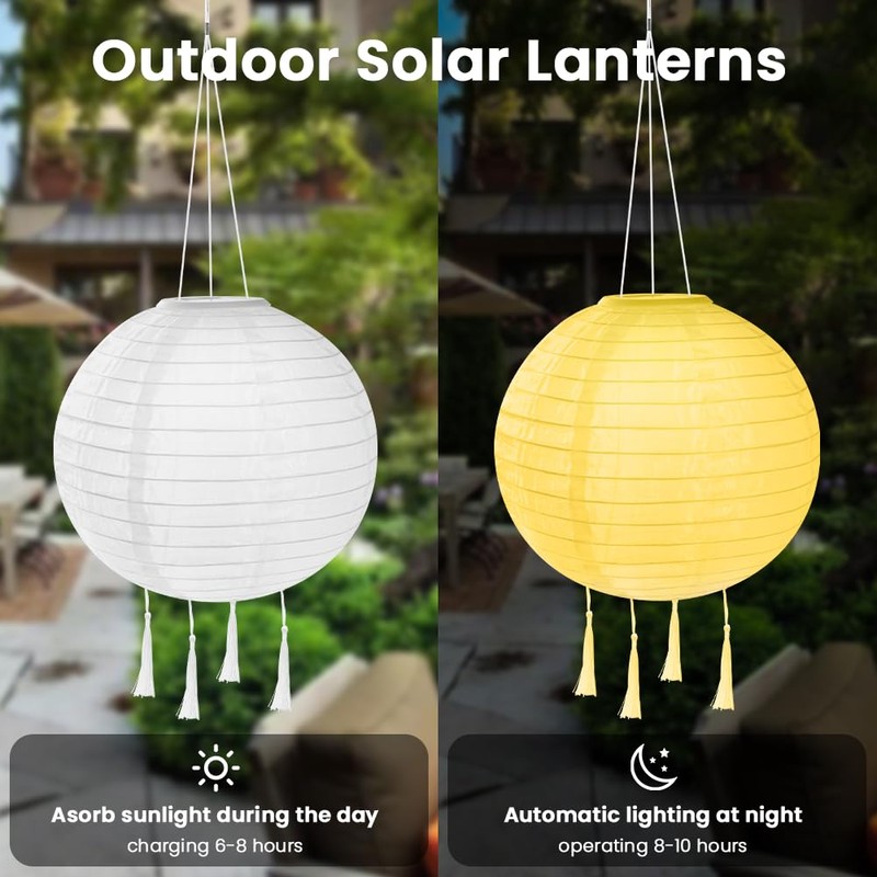 HOTUT Solar Lights Outdoor Garden, 2 Pack 10in Hanging Solar