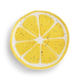 DEMDACO Decorative Serving Dining Dish Appetizer Plate, 8 Inch Ceramic Stoneware, Lemon