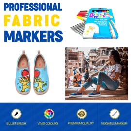 G4GADGET 32 x Quality Colored Fabric Markers T Shirt Pens Fabric Pens Marker Pen Textile Markers 4.8mm Bullet Tips