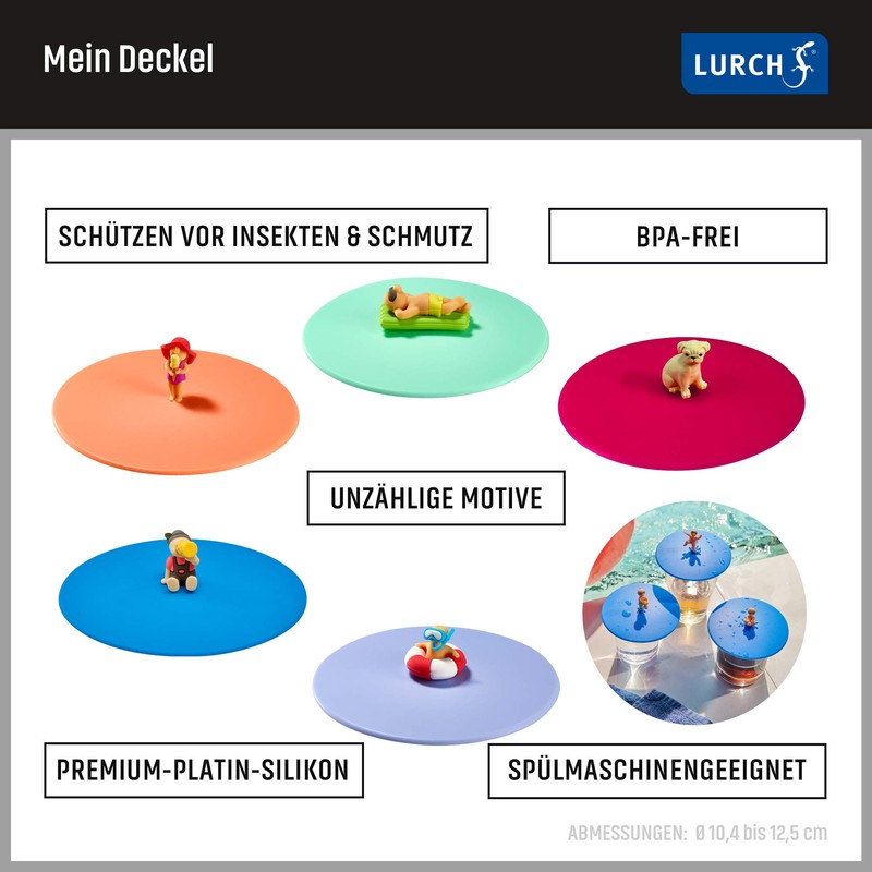Lurch 210883 Mein Deckel Biergarten Toni Tuba, Glasabdeckung aus 100%