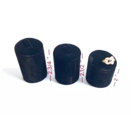 Unbranded 3pc High Quality Black Velvet Round Shaped Ring Jewelry Display Holder Stand