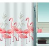 Spirella Anti-Mould Flamingo Shower Curtain Anti-Bacterial, Washable, Waterproof Polyester 180