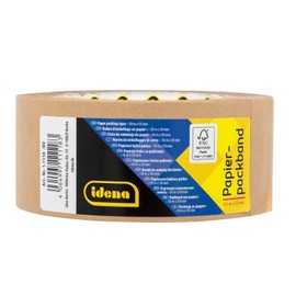 Idena 11118 Paper Packing Tape, Brown, 5 cm x 50 m Extra Strong, 6 Rolls of Recycled Paper Tape Sustainable Parcel Tape
