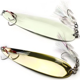 VMSIXVM Magnum Flutter Spoon Deep Sea Jigging Fishing Lures, 8-9 Inch Large Hard Metal Sinking Trolling Casting Striper Fishing Spoon Baits for Striped Bass, Salmon, Walleye, Saltwater, Freshwater