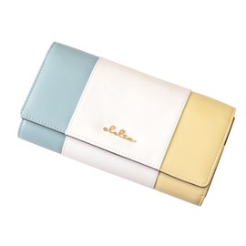 Cleria CL-17002 Women's Long Wallet, Large Capacity, Tricolor Riberte Series, heavenly blue