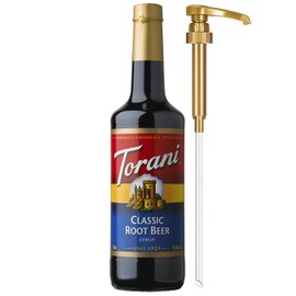 Torani Classic Root Beer Syrup for Drinks, Flavoring for Soda, Floats, and Shakes, Glass Bottle with Pump Included, 25.4 Fl Oz