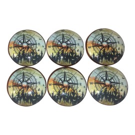 Twisted R Design Set of 6 Mountain Compass Wood Cabinet Knobs
