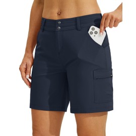 Willit Women's Golf Hiking Shorts Cargo Quick Dry Athletic Shorts Casual Summer Shorts with Pockets 7" Navy Blue 4
