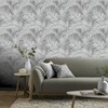 Tropical Palm Leaves Gray Silver Metallic Wallpaper Modern wallcoverings roll