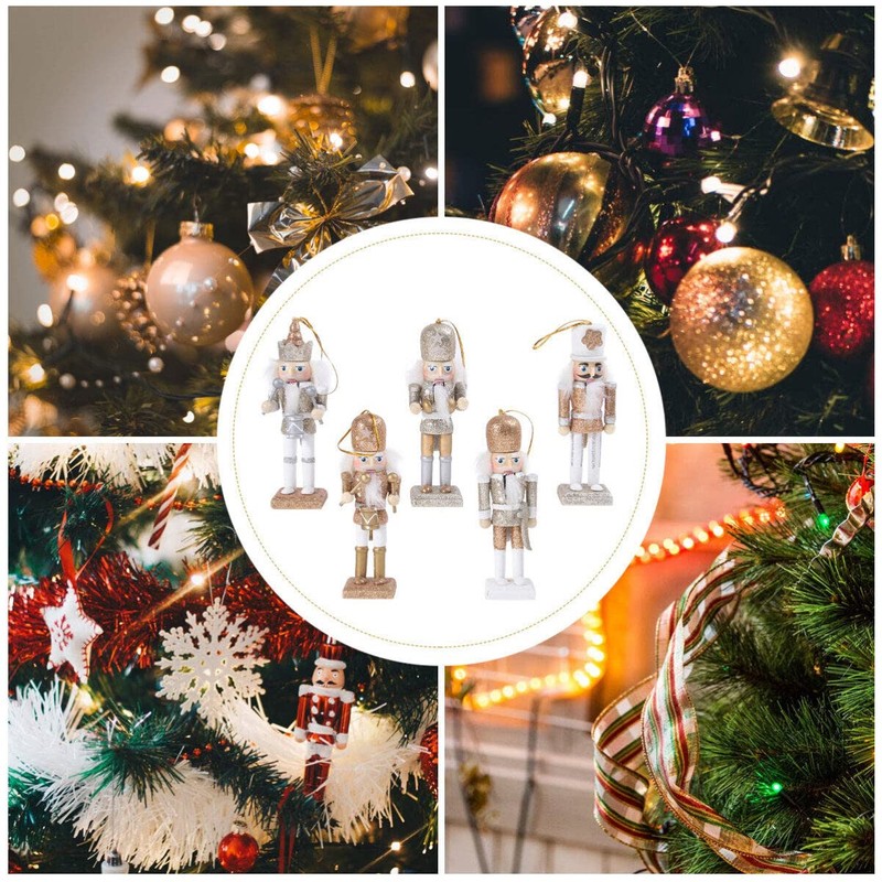 VALICLUD Wooden Christmas Nutcracker Figures Ornaments Xmas Holiday Tree Decorations