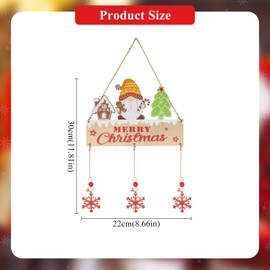 CHEERYMAGIC Wooden Christmas Decorations, Wooden Merry Christmas Hanging Sign Christmas Plaque Sign Door Hanging Sign with Snowflakes Christmas Ornaments Indoor Outdoor Xmas Decor A9ZRLRMGP