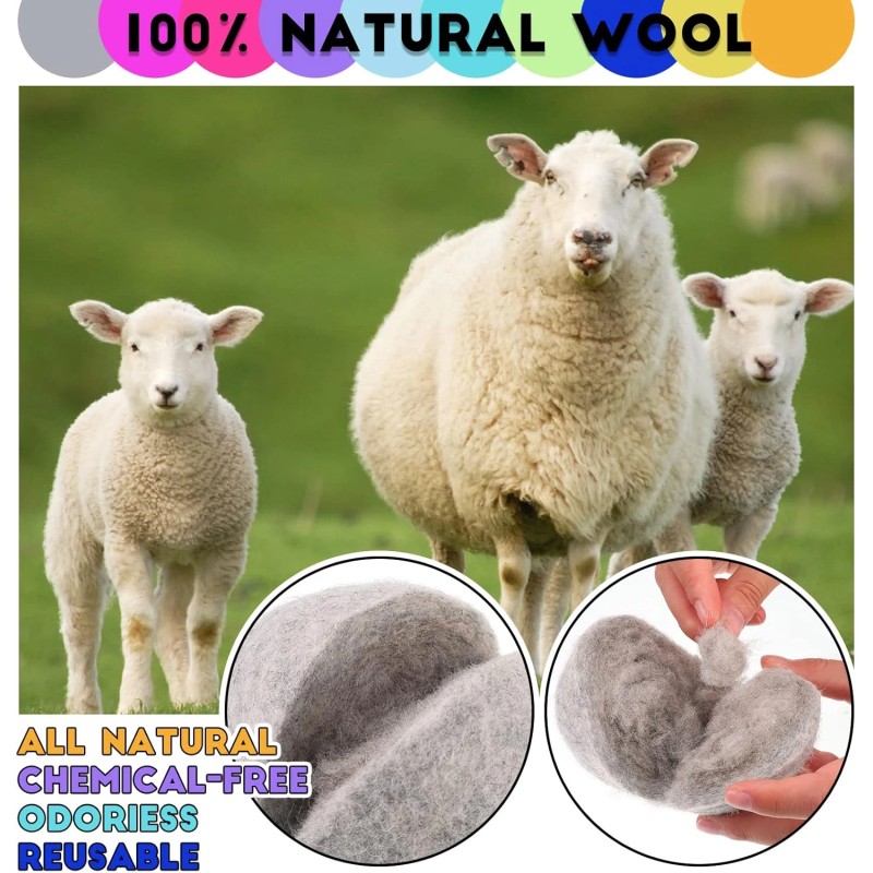 10 Pack Wool Dryer Balls XL 3 Inch Reusable Laundry